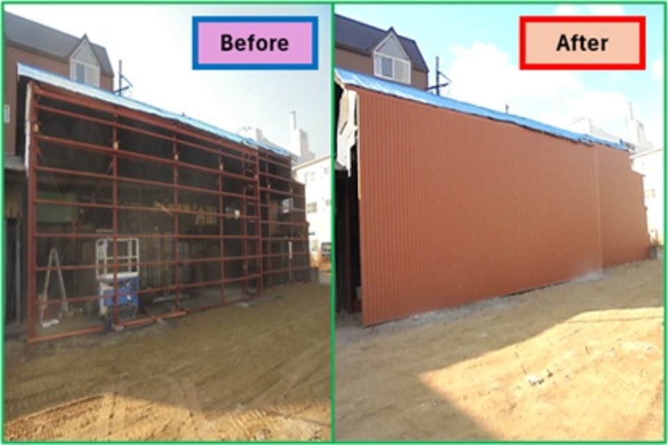 外壁（角浪）施工の画像